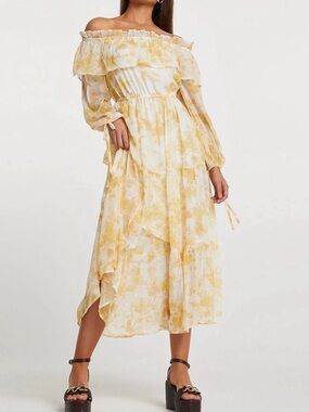 River Island White + Yellow Floral Maxi Dress